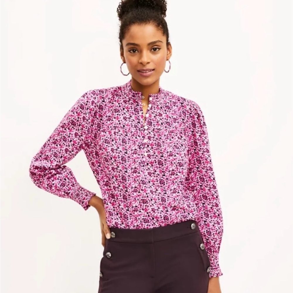 LOFT Pink Floral Blouse